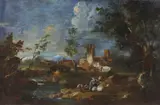 Figures in a Landscape by studio of Alessandro Magnasco, Oil on canvas, offered Nov 2022