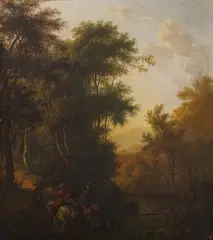 Isaac de Moucheron, Landscape with a Group of Trees on the Left, Oil on canvas
