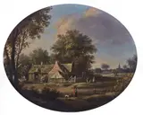 Landscape with a Farmstead by follower of Pieter de Neyn, Oil on panel, sold Nov 2022