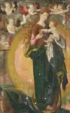 Probably Upper Rhine-Region, Madonna on the crescent moon crowned by two angels, Oil on panel
