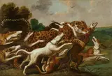 Dogs Attacking a Leopard by circle of Frans Snyders, Oil on canvas (relined), offered Nov 2022