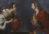 Bernardo Strozzi circle of, Christ and the Samaritan Woman, Oil on canvas (relined)