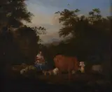 Landscape with Shephard and Cattle by follower of Adriaen van de Velde, Oil on panel, offered Nov 2022