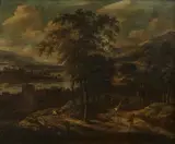 Dionys Verburg, River Landscape with a Robbery, Oil on canvas (relined)