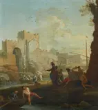 Claude-Joseph Vernet circle of, Harbour scene, Oil on canvas