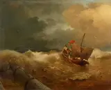 Andreas Achenbach, The Return of the Pilot Boat, Oil on panel