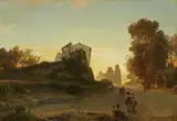 Oswald Achenbach, Roman Road in Evening Light, Oil on canvas
