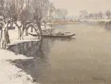Max Clarenbach, Winter Day in Altwasser near Wittlaer, Oil on canvas