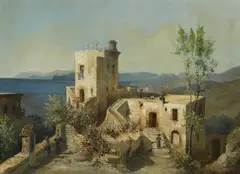 Paul Graeb, Italian Coastal Landscape, Oil on card