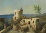 Paul Graeb, Italian Coastal Landscape, Oil on card
