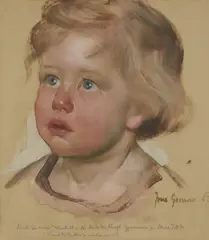 Josse Goossens, Portrait of a Child (Study for the Fresco "Let the Little Children Come to Me"), Oil on paper