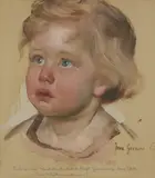 Josse Goossens, Portrait of a Child (Study for the Fresco "Let the Little Children Come to Me"), Oil on paper