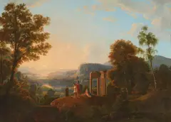 Joseph Höger, Ancient Landscape with Temple Ruins, Oil on canvas (relined)