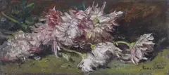 Anna Peters, Flower Still Life with Chrysanthemums, Oil on card