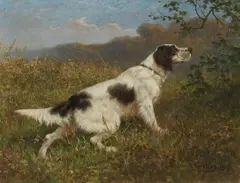 Münsterlander Hunting Dog by Heinrich Sperling, Oil on canvas, sold Nov 2022