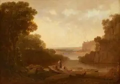 Joshua Shaw, River Landscape with Castle, Oil on canvas (relined)