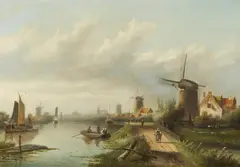 Dutch River Landscape with Windmills by Jan Jacob Spohler, Oil on canvas (relined), offered Nov 2022