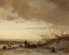 Adolf Stademann, Winter Landscape with a Lake, Oil on canvas (relined)