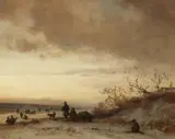 Adolf Stademann, Winter Landscape with a Lake, Oil on canvas (relined)