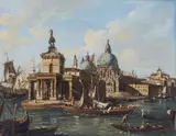 Venetian School 19th century, View of the Punta della Dogana
On the Riva degli Schiavoni, Oil on canvas. each