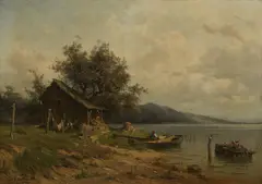 Josef Willroider, Lakeside View in Upper Bavaria, Oil on canvas