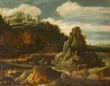 Esaias van de Velde, Path across a Stream in a Hilly Landscape, Oil on panel