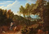 Francesco Cozza attributed to, Landscape with Hagar and Ishmael, Oil on canvas (relined)