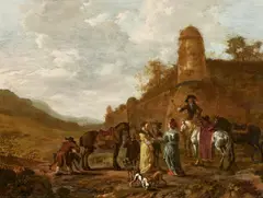 attributed to Pieter Wouwerman, Departure of the Hunting Party, Oil on panel