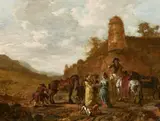 attributed to Pieter Wouwerman, Departure of the Hunting Party, Oil on panel