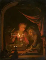 attributed to Gerrit Dou, The Mousetrap, Oil on panel