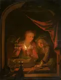 attributed to Gerrit Dou, The Mousetrap, Oil on panel