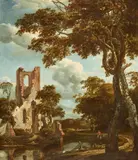 Jan van Kessel the Younger, River Landscape with the Ruin of Eyckendynen near the Hague and Fishermen, Oil on canvas