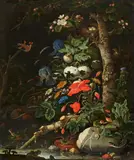 Abraham Mignon, Flowers in a Forest Landscape, Oil on canvas (relined)