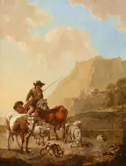 Jan Wyck, Landscape with Shepherds, Oil on panel
