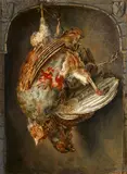 Kašpar Jan Hirschely, Two Partridges in Front of a Stone Niche, Oil on panel