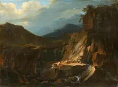 Philipp Hieronymus Brinckmann, Bathers in a Mountain Landscape, Oil on canvas (relined)