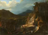 Philipp Hieronymus Brinckmann, Bathers in a Mountain Landscape, Oil on canvas (relined)