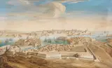 Pair of views of La Valletta, Malta by Italian School 19th century, Watercolour on paper, mounted on canvas, sold Nov 2022