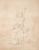 Franz Nadorp, The infants Jesus and Saint John, Pen and brush in brown over pencil on paper
