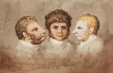 Three male head studies by Johann Heinrich Wilhelm Tischbein, Watercolour and Pen in Brown, sold Nov 2022