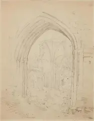 Robert Kummer, Monastery Ruins, Pencil on paper