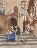 Otto Weber, The Greengrocer, Watercolour