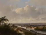 Andreas Schelfhout, River Landscape with a Village