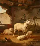 Eugène Verboeckhoven, Sheep in a Stable