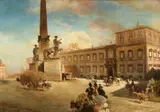 Oswald Achenbach, The Quirinal Palace in Rome, Oil on canvas (relined)