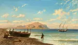 Friedrich Nerly, View of Monte Pellegrino near Palermo, Oil on canvas