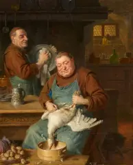 Kitchen Duty by Eduard von Grützner, Oil on canvas, offered Nov 2022