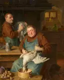Eduard von Grützner, Kitchen Duty, Oil on canvas