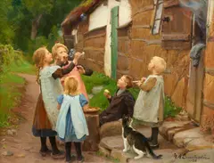 H. A. Brendekilde, Soap Bubbles, Oil on canvas