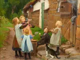 H. A. Brendekilde, Soap Bubbles, Oil on canvas